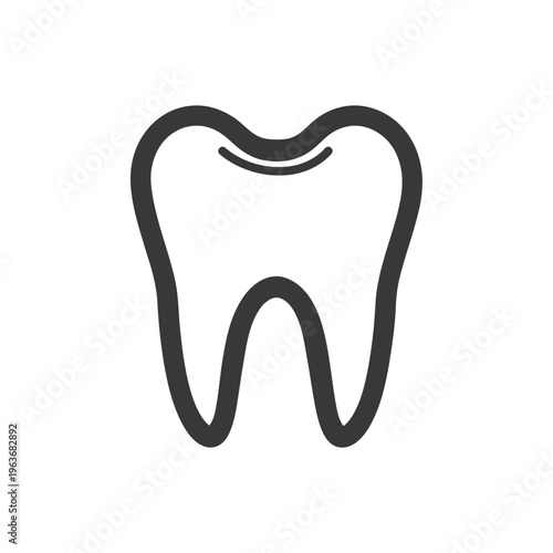 Isolated black and white outline image representing a human molar