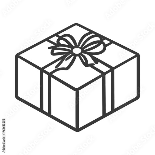 A simple outline drawing showing a wrapped gift with a bow
