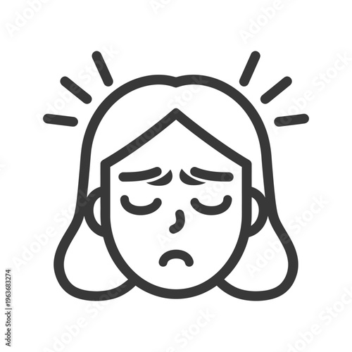 A woman with closed eyes looking sad suffering from headache