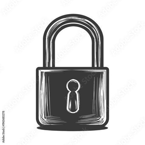 Simple black and white depiction of a padlock symbol