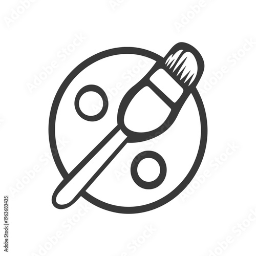 A simple image depicting a painters brush and palette