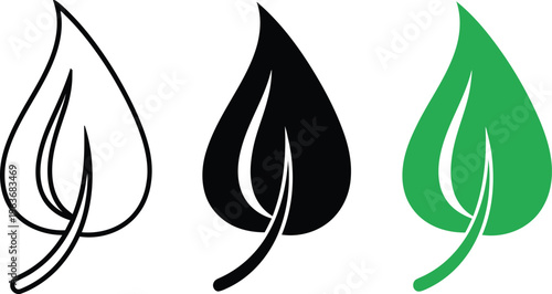 Two leaves icon. Leaf symbol. Nature organic isolated illustration. Vegetarian or vegan label. Green eco logo.