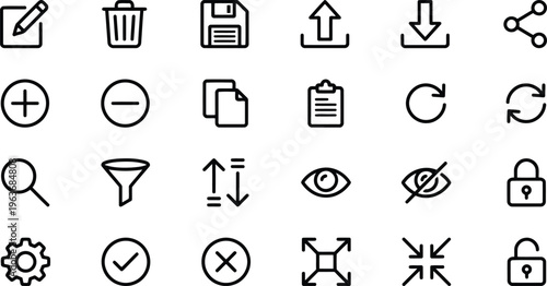 Essential User Interface Line Icon Set Modern App Navigation Outline Collection