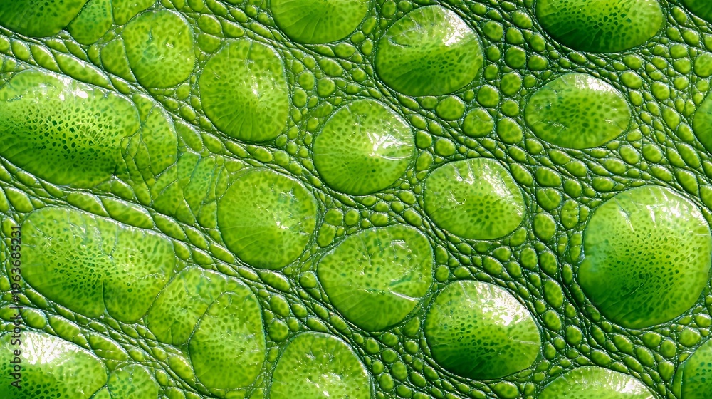 Fototapeta premium Vibrant green reptile skin texture with detailed scales and natural patterns for backgrounds, textures, and design projects.