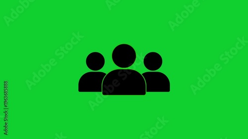 Group people man icon animated on green background