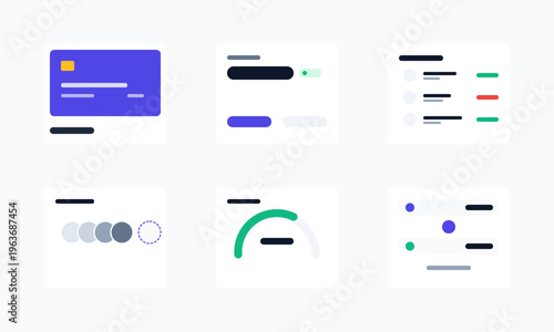 Hand-drawn Collection of flat design web elements for financial or business management dashboards authentic illustration