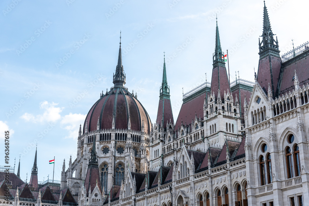 Obraz premium Hungarian Parliament Orszaghaz, seat of National Assembly of Hungary in Budapest