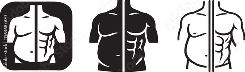 Body transformation before after fitness bold icon.