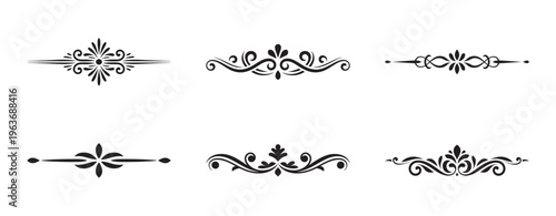 Set of ornamental dividers isolated on white. Decorative design elements.