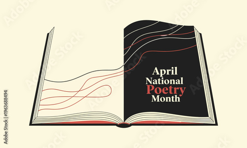 April national poetry month illustration of an open book