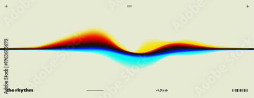 Music Wave Sound Abstract Concept with A Dark Soundwave for A Groovy Background and Flow. Digital Electronic Poster in Black and Rainbow Colors for A Relaxing Beat or Retro Technology Effect