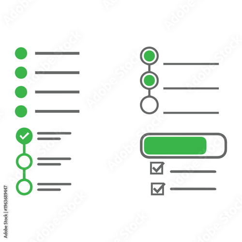 Clipboard Checklist Icon Set, Business Task Management Flat Vector.