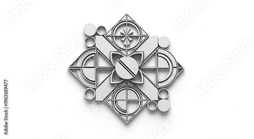 Geometric ornament design, minimalistic style, monochrome color scheme, decorative element
