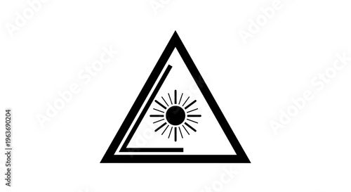 Warning symbol for direct sunlight or heat exposure inside a triangle