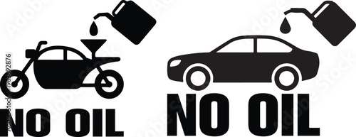 Warning No Oil Car Motorcycle Icon Set