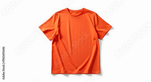 Vibrant orange t shirt with short sleeves and cowl neck