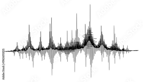 Abstract vector illustration of a complex sound wave frequency or audio signal spectrum