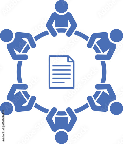 Business meeting icon, professional team at round table, corporate collaboration vector