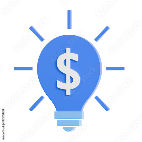 Foto 3D illustration of a light bulb with a dollar symbol representing financial idea
