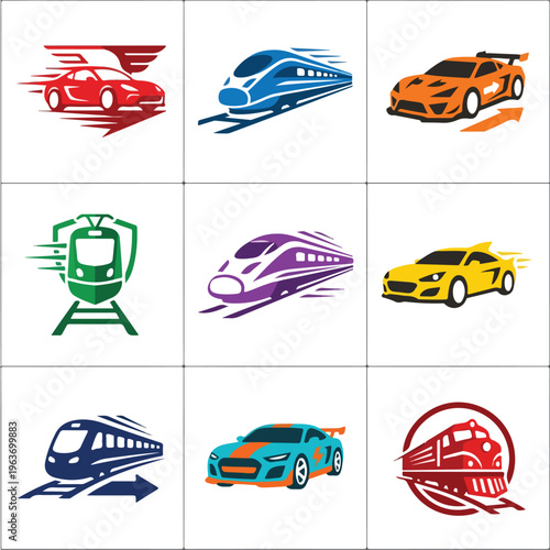 Colorful Transportation Vehicle Logos.