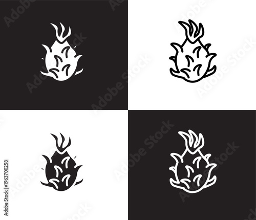 pitaya icon. Outline and filled pitaya icon from vegetables and fruits collection. Thin line and Solid vectors isolated on black, white background. Editable pitaya symbol