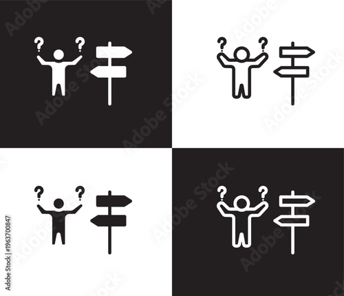 lost human icon. Outline and filled lost human icon from feeling and reaction collection. Thin line and Solid vectors isolated on black, white background. Editable lost human symbol