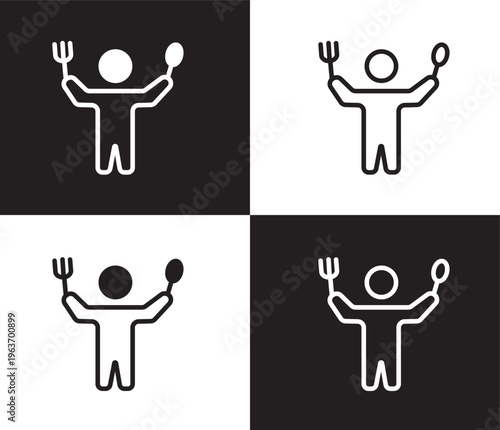 hungry human icon. Outline and filled hungry human icon from feeling and reaction collection. Thin line and Solid vectors isolated on black, white background. Editable hungry human symbol