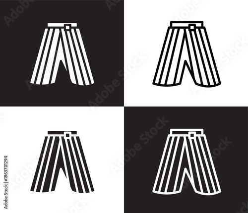 hakama icon. Outline and filled hakama icon from fashion and things collection. Thin line and Solid vectors isolated on black, white background. Editable hakama symbol