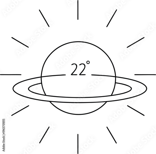 1335 sun halo 22 degree ring around sun line art vector illustration on transparent background