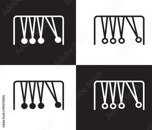 newton cradle icon. Outline and filled newton cradle, newton icon from education collection. Thin line and Solid vectors isolated on black, white background. Editable newton cradle symbol
