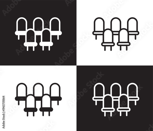 grandstand icon. Outline and filled grandstand, collection icon from education collection. Thin line and Solid vectors isolated on black, white background. Editable grandstand symbol