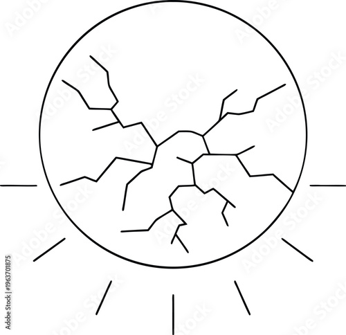 1329 ball lightning floating sphere with crackl line art vector illustration on transparent background