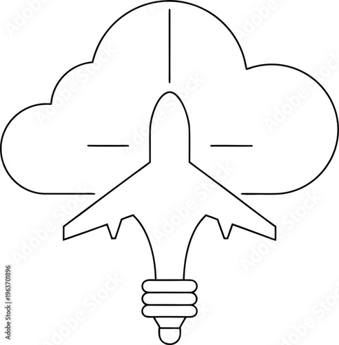 1331 blue jet cone of light shooting upward fro line art vector illustration on transparent background