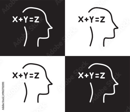 equation icon. Outline and filled equation, geography icon from education collection. Thin line and Solid vectors isolated on black, white background. Editable equation symbol