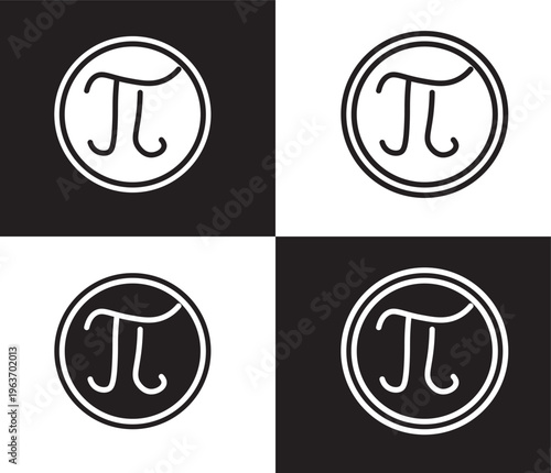 pi icon. Outline and filled pi, greek icon from education collection. Thin line and Solid vectors isolated on black, white background. Editable pi symbol