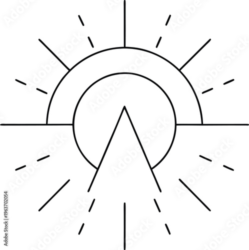 1325 green flash sun s last sliver with emerald line art vector illustration on transparent background