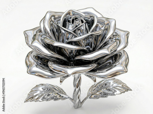 Silver chrome rose symbolizing elegance luxury and modern love