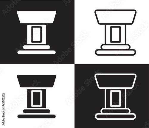classroom tribune icon. Outline and filled classroom tribune, teacher icon from education collection. Thin line and Solid vectors isolated on black, white background. Editable classroom tribune symbol