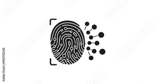 Fingerprint, biometric data, digital identity, security icon, vector graphic