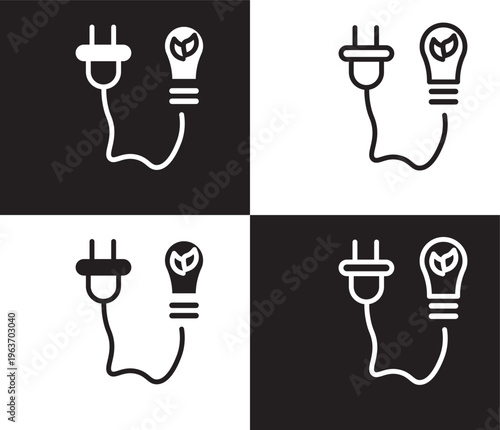 eco power icon. Outline and filled eco power, global icon from ecology collection. Thin line and Solid vectors isolated on black, white background. Editable eco power symbol