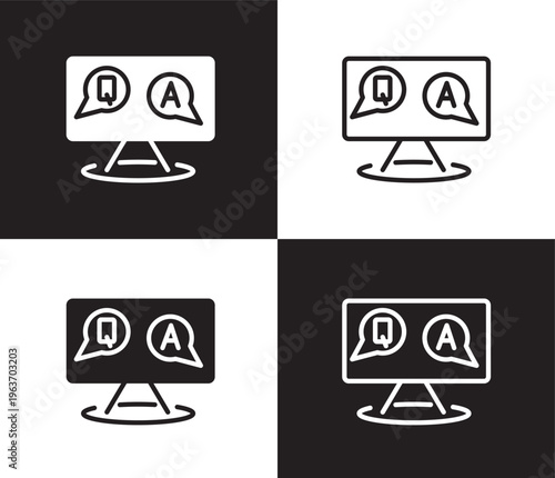 qa icon. Outline and filled qa icon from distance learning collection. Thin line and Solid vectors isolated on black, white background. Editable qa symbol