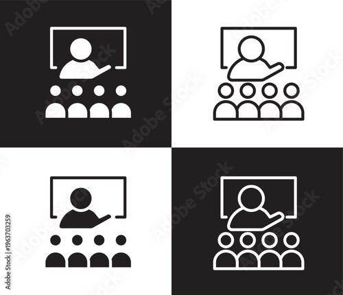 lesson icon. Outline and filled lesson icon from distance learning collection. Thin line and Solid vectors isolated on black, white background. Editable lesson symbol