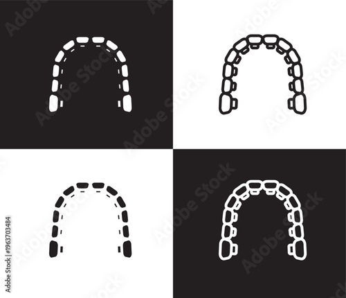 lingual braces icon. Outline and filled lingual braces icon from dental health collection. Editable lingual braces symbol