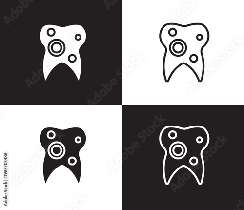 bicuspid icon. Outline and filled bicuspid icon from dental health collection. Editable bicuspid symbol