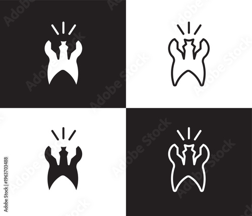 cavity icon. Outline and filled cavity icon from dental health collection. Editable cavity symbol