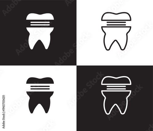 molar crown icon. Outline and filled molar crown icon from dental health collection. Editable molar crown symbol