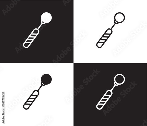 mouth mirror icon. Outline and filled mouth mirror icon from dental health collection. Editable mouth mirror symbol