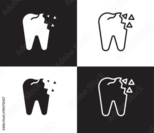 holed tooth icon. Outline and filled holed tooth icon from dental health collection. Editable holed tooth symbol