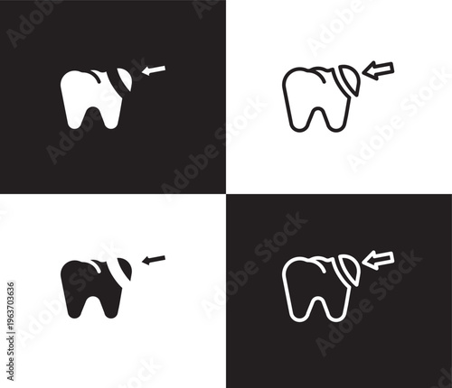 filler icon. Outline and filled filler icon from dental health collection. Editable filler symbol