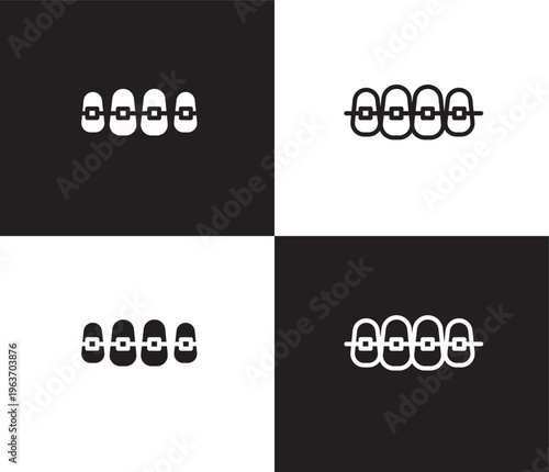 dental brackets icon. Outline and filled dental brackets icon from dental health collection. Editable dental brackets symbol